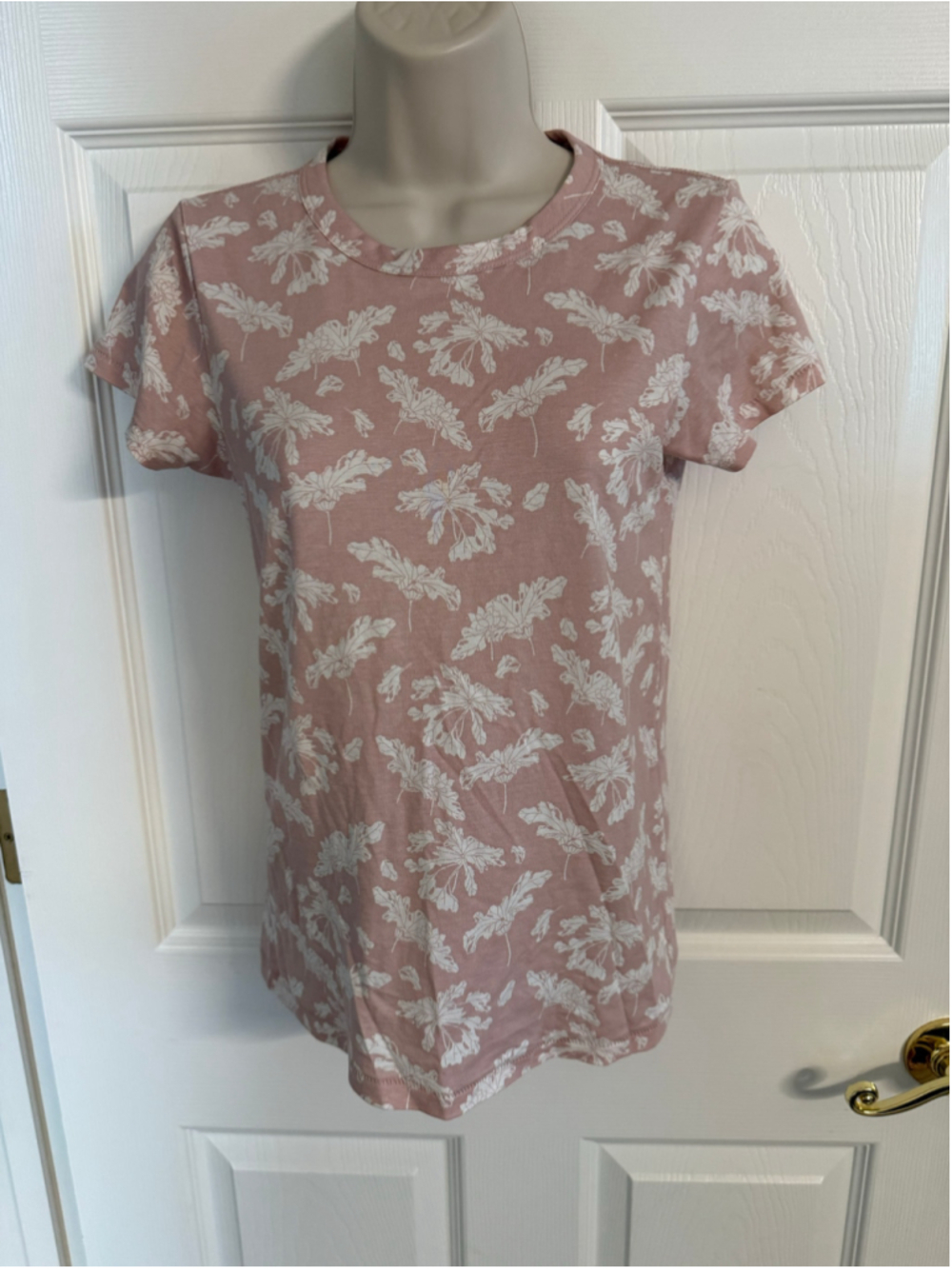 Rag & Bone Pink Botanical Floral Leaf Print Crewneck Tee Shirt Size XXS